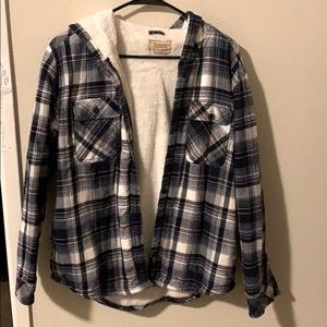 Fleece lined flannel hoodie